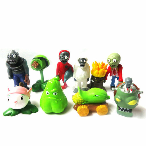 Набор фигурок Растения против Зомби / Plants vs Zombies 10шт (3-7см) pea machine gun shooter 30cm gatling pea plants vs zombies plush toys