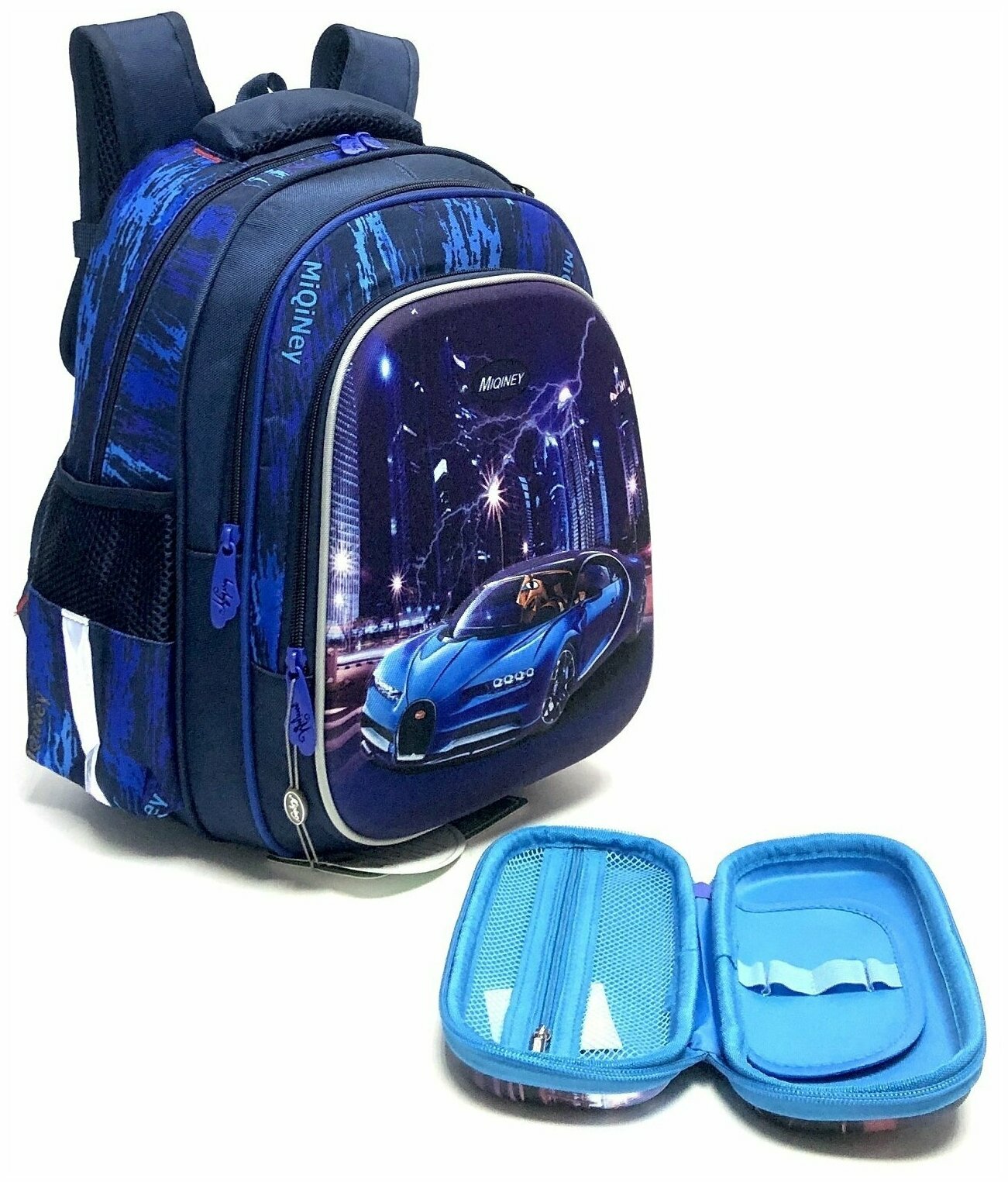 Школьный рюкзак Lucky для мальчиков, 1-4 класс. Пенал в комплекте. Синий