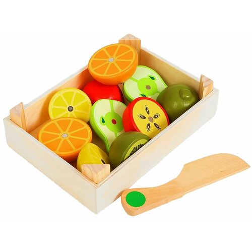Детский игровой набор продуктов Сочные фрукты на магнитах в ящике , сюжетно-ролевой набор Юный повар, 5 предметов + ножик сюжетно ролевой набор деревянные овощи и фрукты в корзинке на магнитах 35 шт городок логики