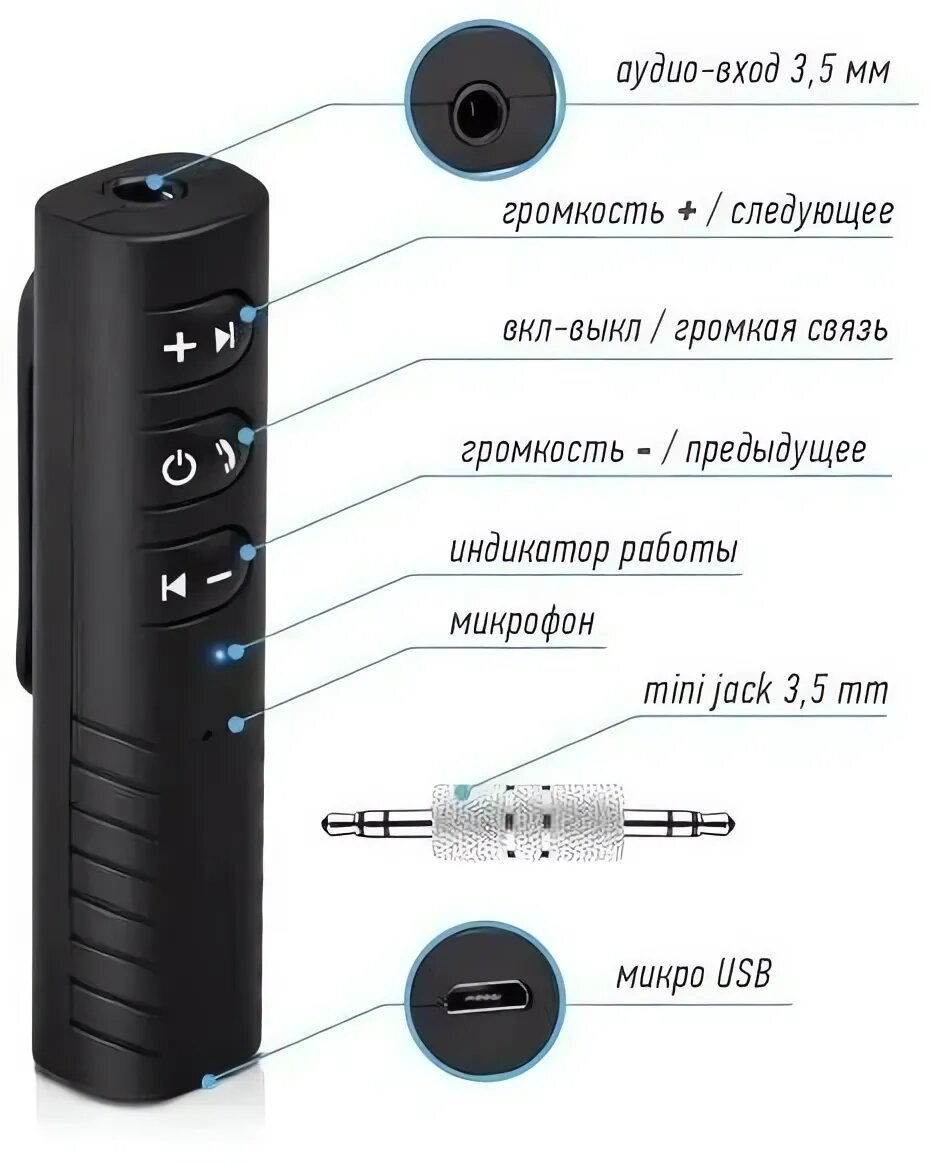 Bluetooth ресивер AUX BT - 03 JBH/Блютуз адаптер для автомобиля с микрофоном/Bluetooth-адаптер с микрофоном для компьютера, для домашней акустики/Аудиоресивер