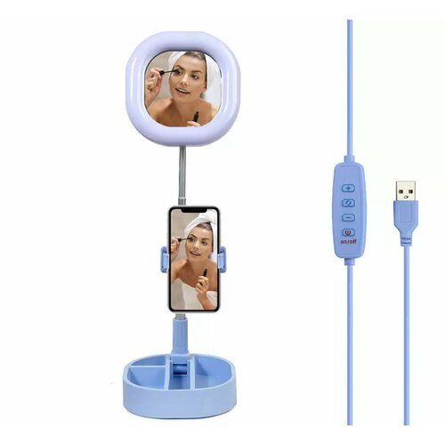 Селфи лампа-зеркало на штативе с держателем для телефона 70000₽