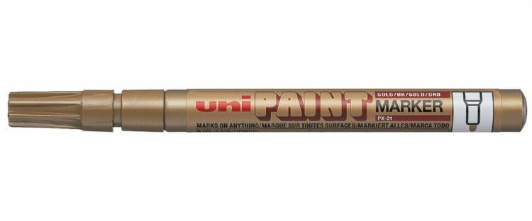 Промышленный масляный маркер-краска Uni PAINT PX-21 по всем поверхностям, 0.8-1.2 мм Золотой,