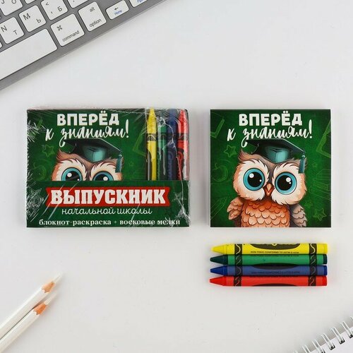 Подарочный набор блокнот и восковые мелки Выпускник начальной школы 322₽