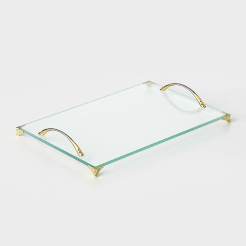 Поднос стеклянный с металлическими ручками и ножками 206 x 306 см 1819₽