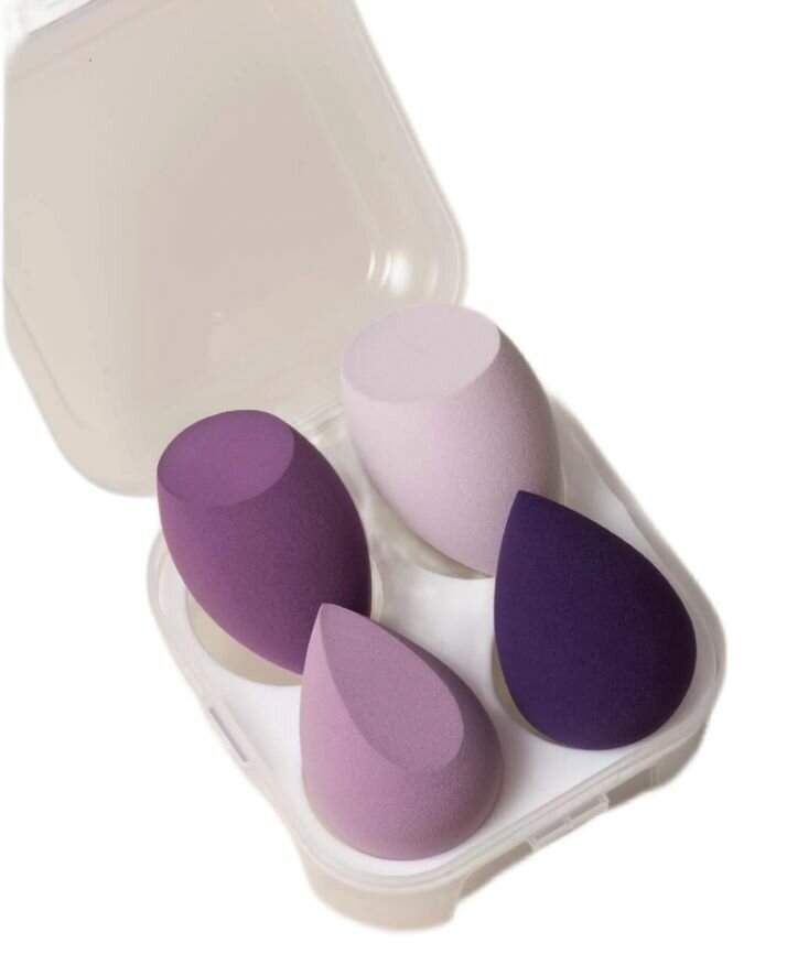 Спонжик для макияжа 4 шт сиреневый