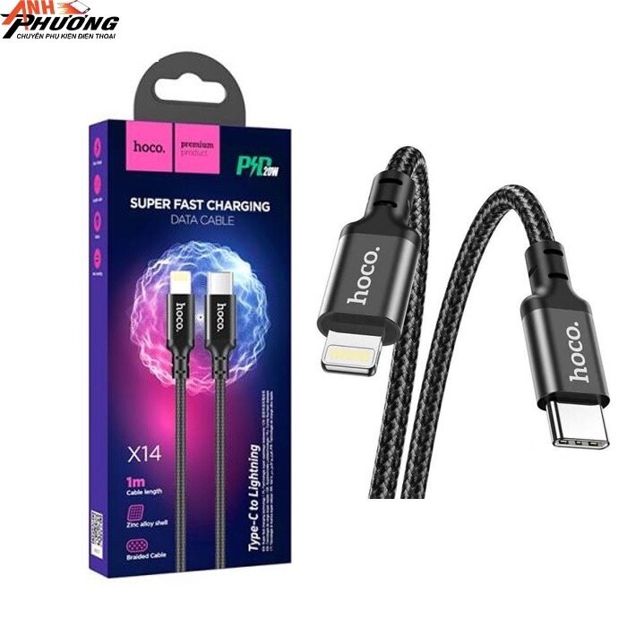 фото Кабель Hoco X14, USB Type-C - Lightning, 1м, черный