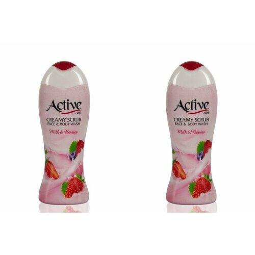 Active Гель-скраб кремовый для душа Клубника со сливками, 400 мл, 2 шт