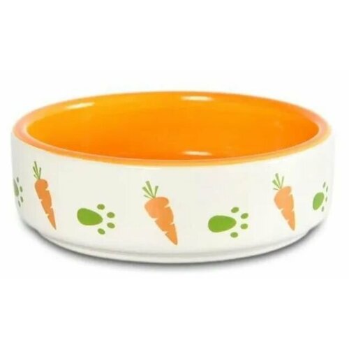 HOMEPET Миска для мелких грызунов керамическая оранжевая 85 см х 85 см х 25 см 75 мл 468₽