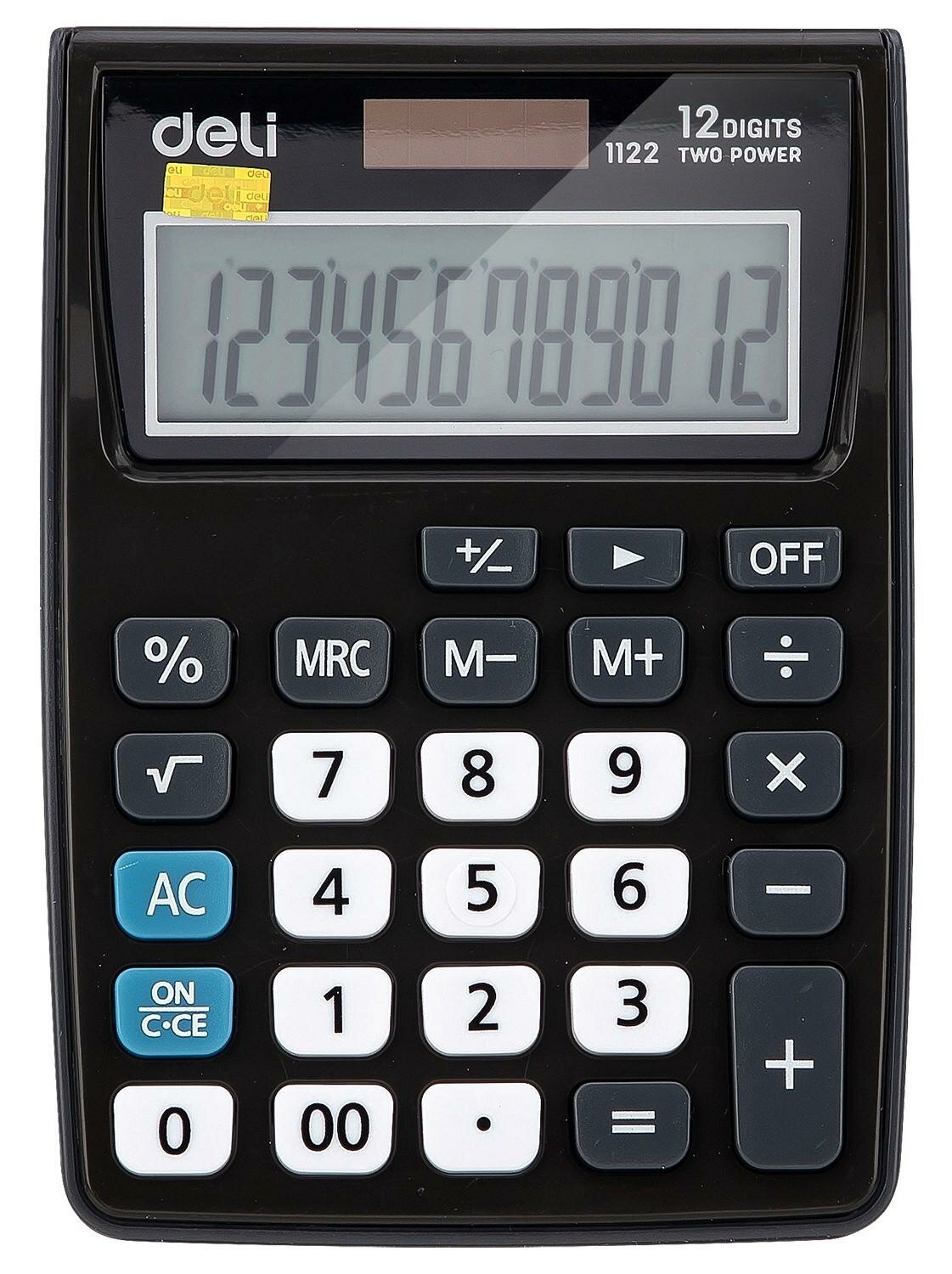 Калькулятор карманный Deli E1122, 12-р, дв. пит, 120х86мм, серый