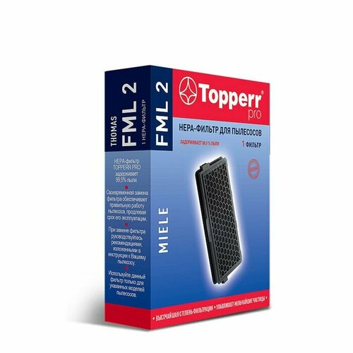 HEPA фильтр Topperr FML2 для пылесосов MIELE пылесборники синтетические topperr ml 50 gn 3d для пылесосов miele 4 штуки 2 универсальных фильтра для пылесосов miele 1439