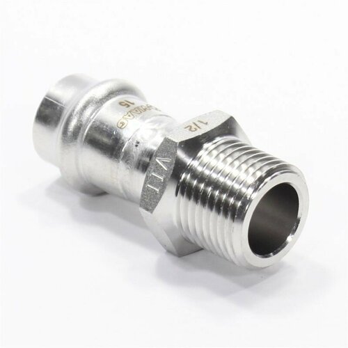 Переходник 15-1/2", WAAG Heavy Inox, пресс-резьба, нар, сталь нержавеющая