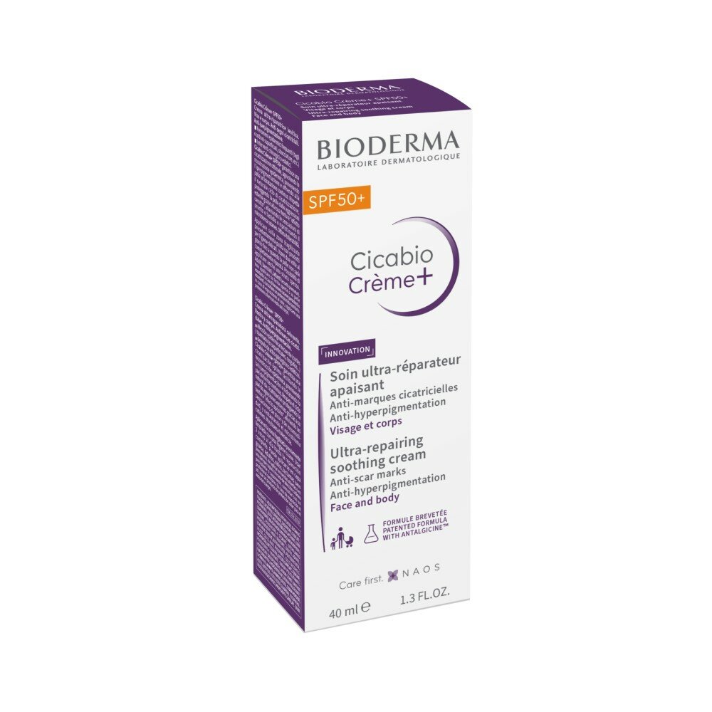 Bioderma Cicabio Creme+ Восстанавливающий и успокаивающий крем SPF 50+, 40 мл