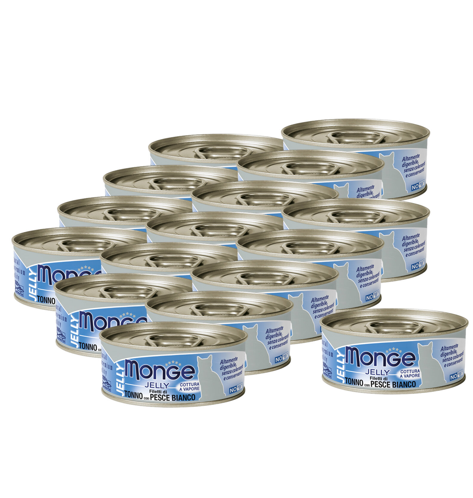 Влажный корм Monge jelly Adult cat для взрослых кошек с желтоперым тунцом и белой рыбой, консервы 80 г х 16 шт.