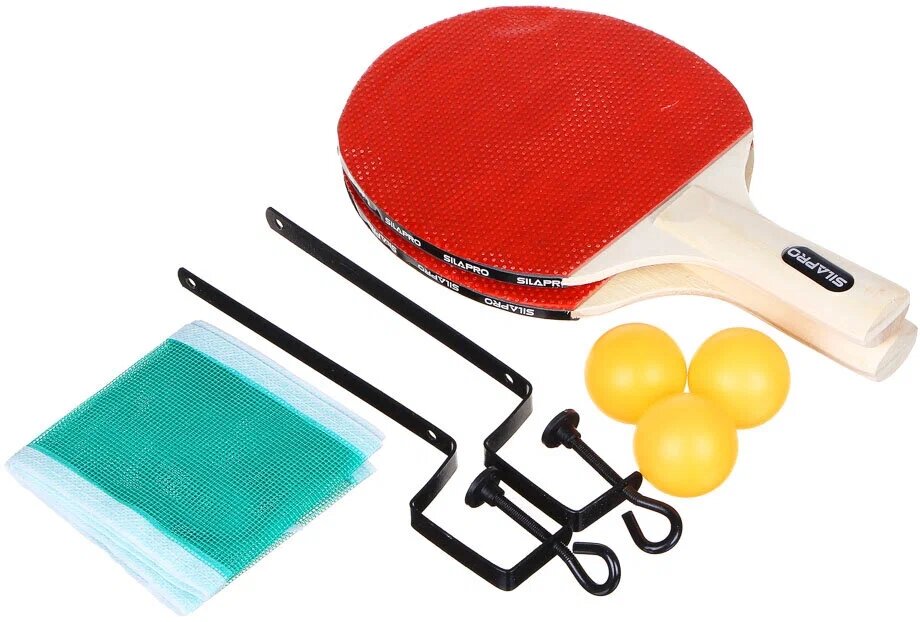 Набор для настольного тенниса (ракетка 2шт, мяч 3шт, сетка, крепление), дерево