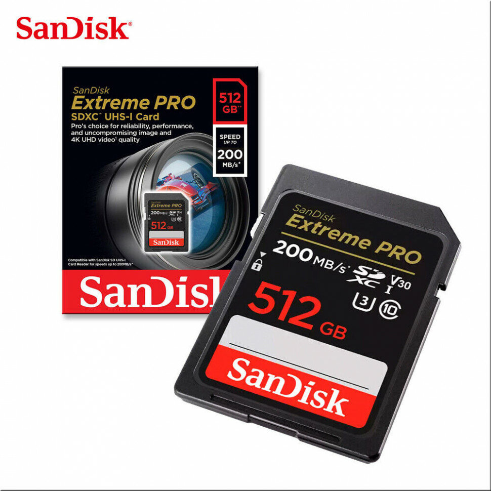 Карта памяти SDXC 512GB SanDisk Extreme Pro SD UHS I 200/40MB/s - фото №8