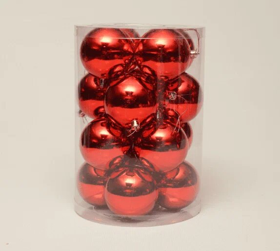 Набор шаров 8 см (16 шт глянец) цвет красный
