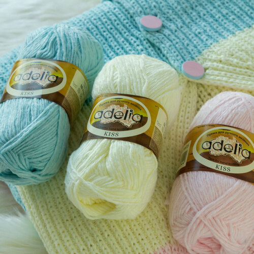 Пряжа ADELIA 'KISS' 100% полиэстер 50 г 145 м цвет №16 т. коричневый