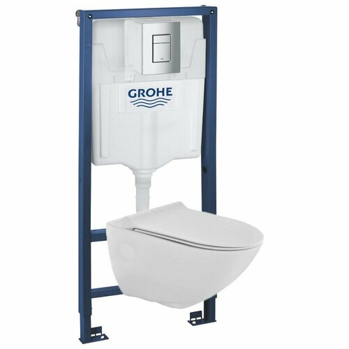 Инсталляция Grohe 38772001 в комплекте с унитазом безободковым Jaquar Continental CNS-WHT-963UFSM пневматическая воздушная помпа клапан ремкомплект кнопки панели смыва grohe