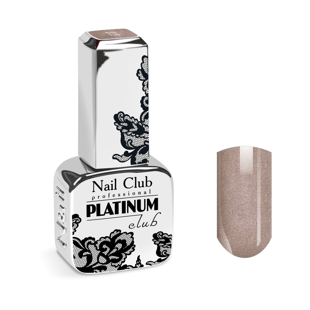 Nail Club professional Эмалевый гель-лак для ногтей с липким слоем PLATINUM CLUB 130 Silk, 13 мл.