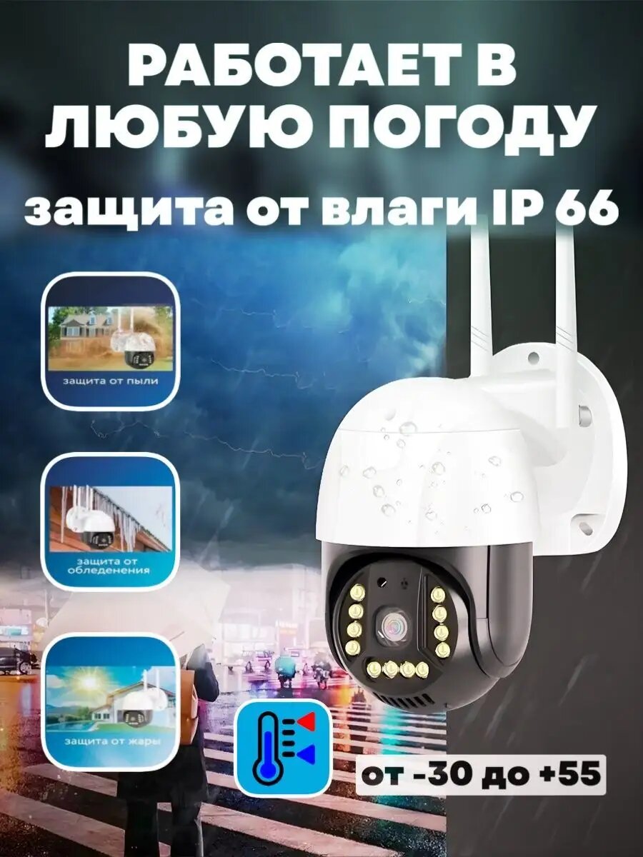 Беспроводная уличная видеокамера с ночной съёмкой на сим-карте 4G