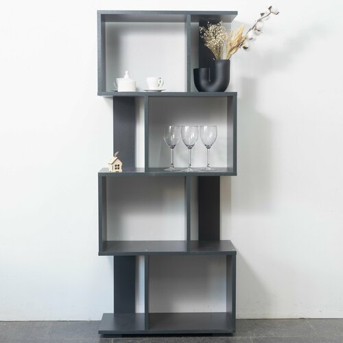 Стеллаж деревянный напольный Дален 4 полки для игрушек и для книг антрацит 7500₽