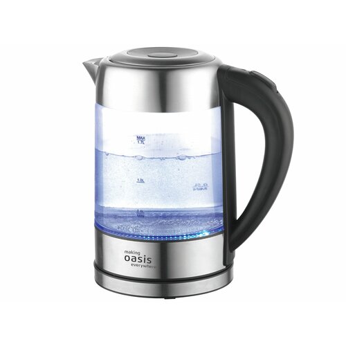 Чайник электрический 17Л 2200ВТ диск стекло LED подсветка стальчерн OASIS 356600₽