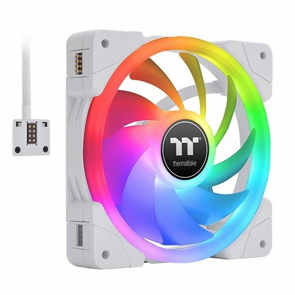 Вентилятор в корпус Thermaltake CL-F162-PL14SW-A SWAFAN EX14 RGB PC Cooling Fan White TT Premium Edition 3 Pack/Fan/14025/PWM 500~2000rpm/magnetic terminal/LED software control/White - фото №5