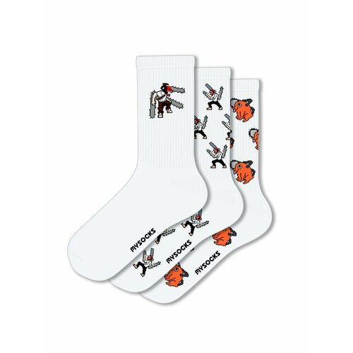Носки MySocks, 3 пары, размер 36-43, белый набор фигурок человек бензопила почита денджи пауэр anime chain saw man