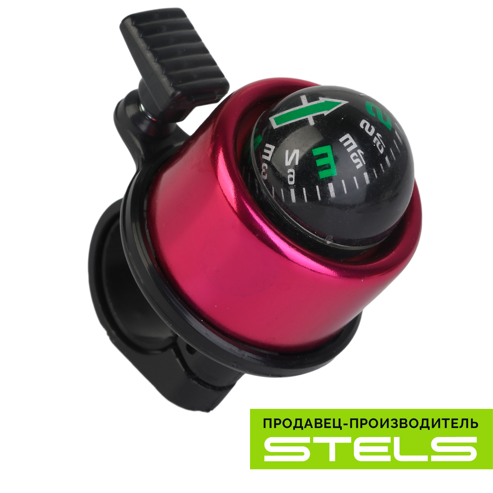 Звонок для велосипеда STELS 14A-10 "Компас" алюминий/пластик, чёрно-пурпурный