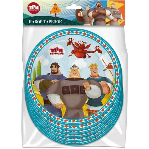 Набор бумажных тарелок ND Play Три Богатыря 18см 6шт