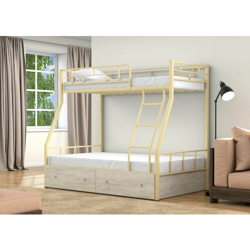 Двухъярусная кровать Раута Слоновая кость ящики дуб крафт белый 38990₽