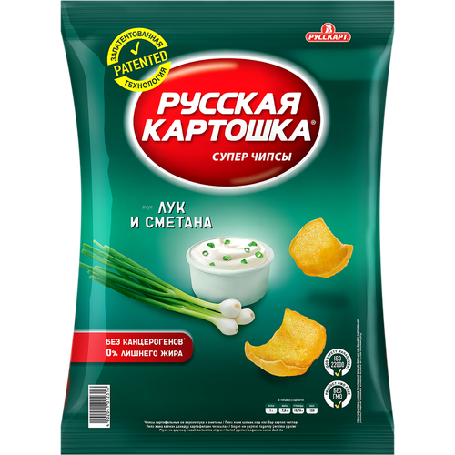 Чипсы картофельные русская картошка со вкусом лука и сметаны, 200г