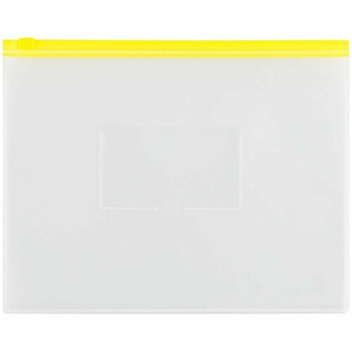 Папка-конверт на zip-молнии OfficeSpace А5, полипропилен, 150мкм, прозрачная, карман, молния желтая (24 шт)