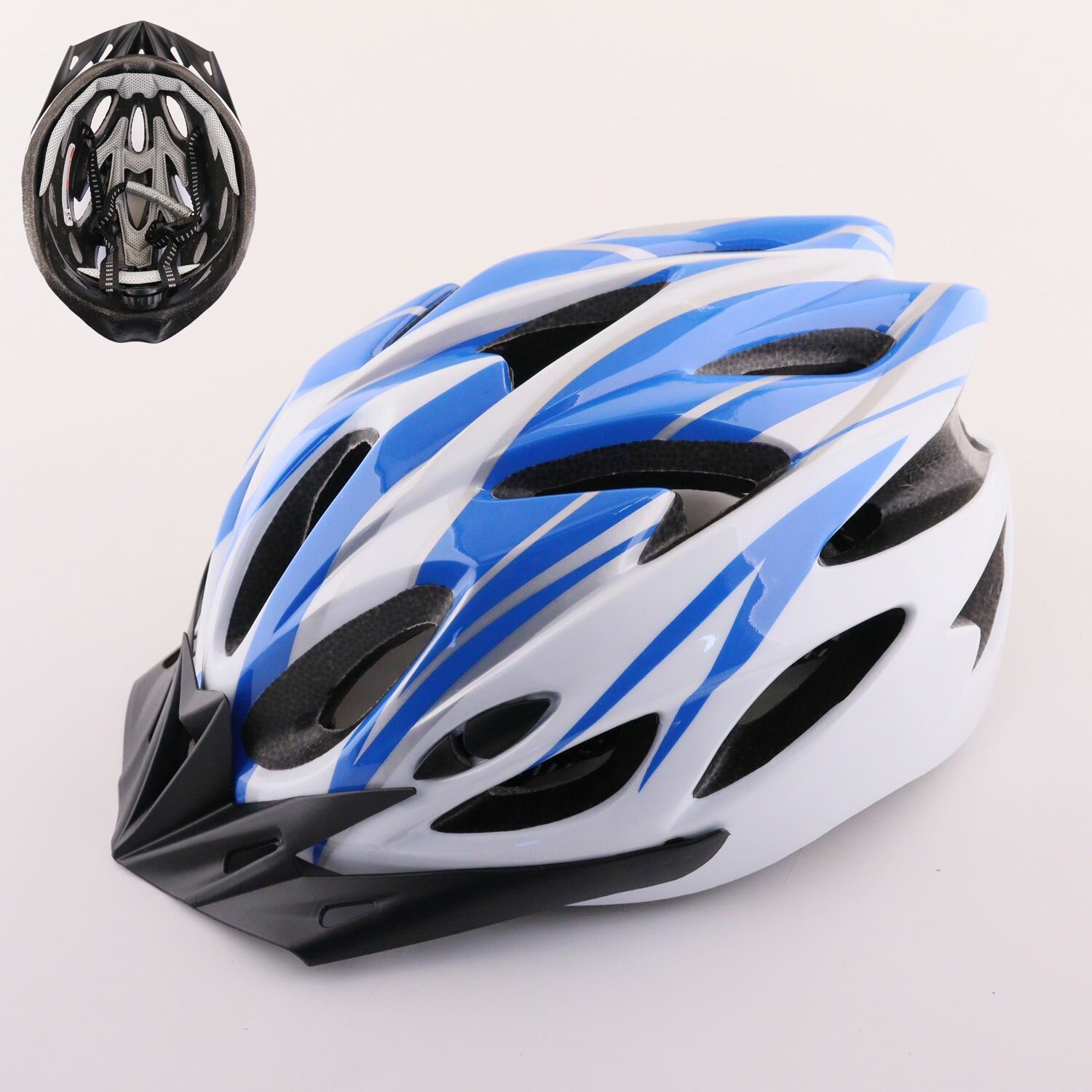 Шлем велосипедный (глянцевый size: L (57-62см) серо-красный +козырек)