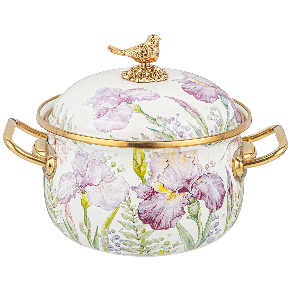 Кастрюля 950-571 эмалированная agness с крышкой серия irises 21 л подходит для индукционных плит