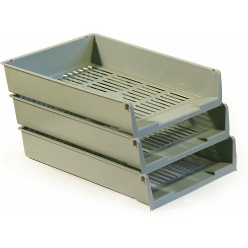 Лоток горизонтальный Buro Премиум 270х340х70мм серый пластик 990₽