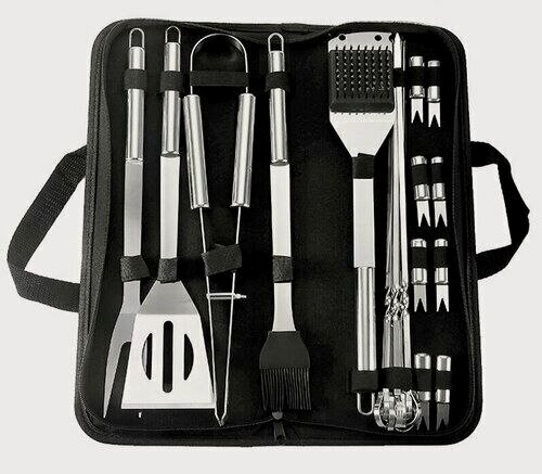 Изображение товара Набор для шашлыка, металл, чехол, 20 элементов, нержавеющая сталь, "Jin Hengtai"