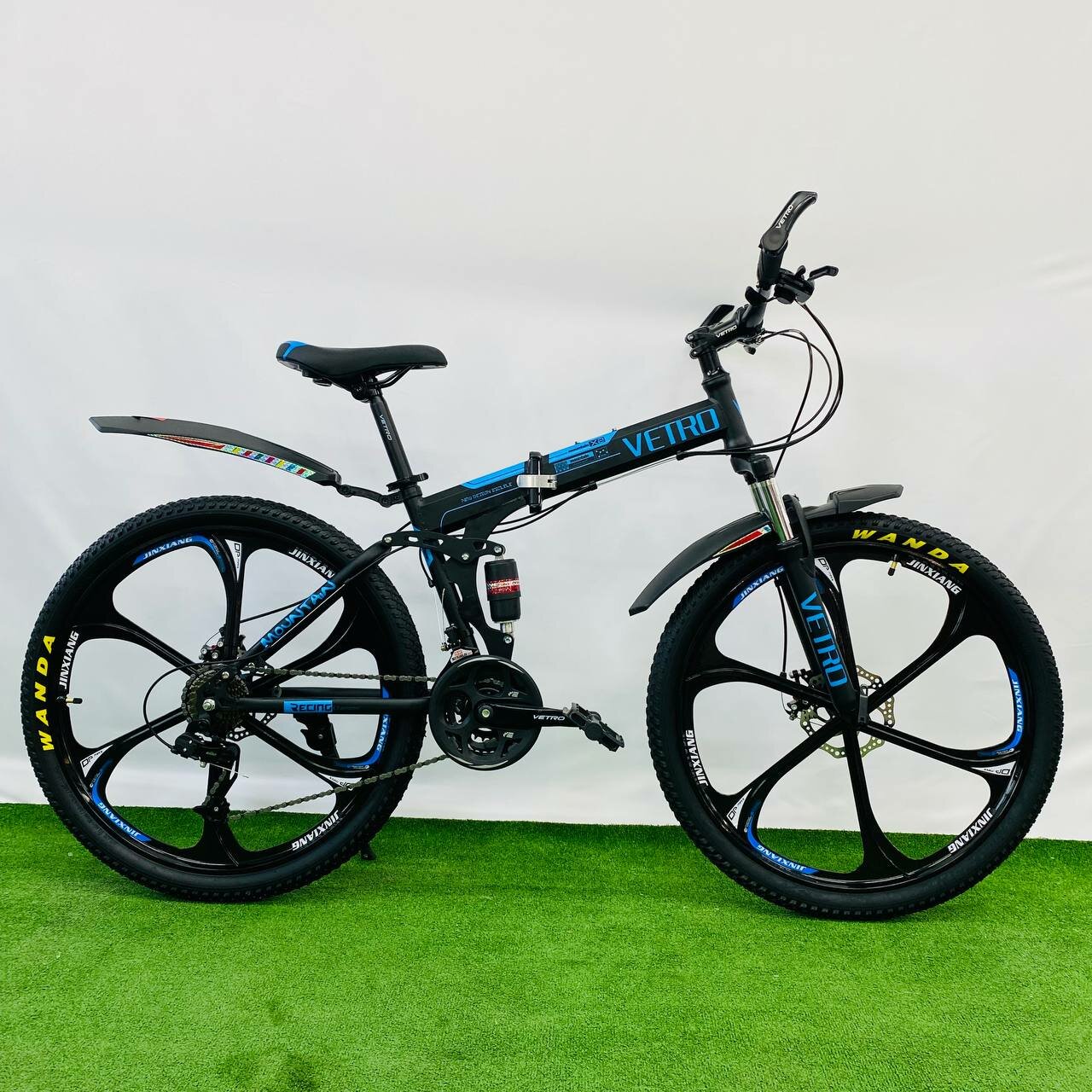 Складной велосипед VETRO TITAN 26" 2024 17", рост 150-185 см, черный синий