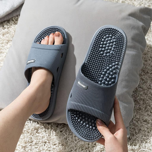 Акупунктурные массажные тапочки с шипами Травка тёмно-серые, размер 44-45