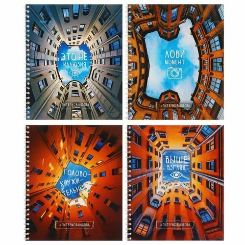 Тетрадь 48 листов в клетку на гребне Тайные дворы Петербурга мелованный картон SoftTouch блок офсет 4В 484₽