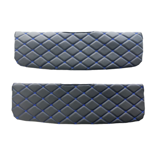 Чехлы на козырьки КАМАЗ декоративный черный ромб, синяя нить (2 шт)