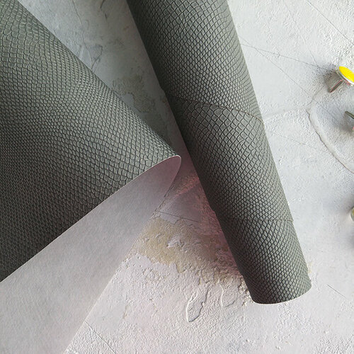 Переплетный кожзам (Италия), тиснение питон, серый, отрез 35*50 см