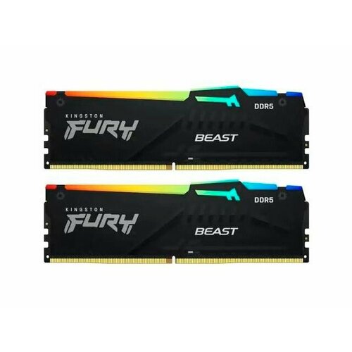 Оперативная память для компьютера Kingston Fury Beast RGB DIMM 64Gb DDR5 6000 MHz KF560C36BBEAK2-64 3869000₽