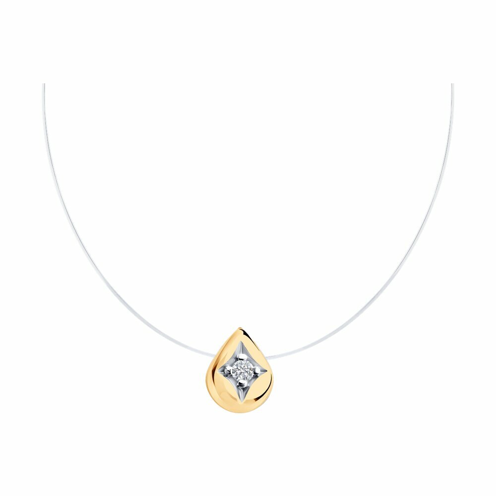 Колье Diamant, серебро, 925 проба, золочение, фианит, длина 50 см., бесцветный