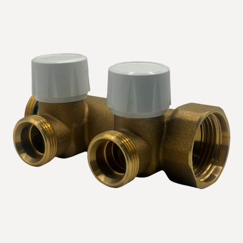 Изображение товара Коллектор отопления с запорными кранами, PINTOSSI+C арт. 460-06, Н/В, 1" х 2в. х 3/4", шаг 50 мм, Euroconus