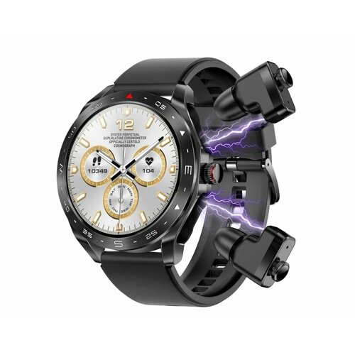 Универсальные Смарт-Часы Фитнес Браслет с Беспроводными Наушниками Мониторинг Здоровья Уведомления и Звонки Черный 6780₽