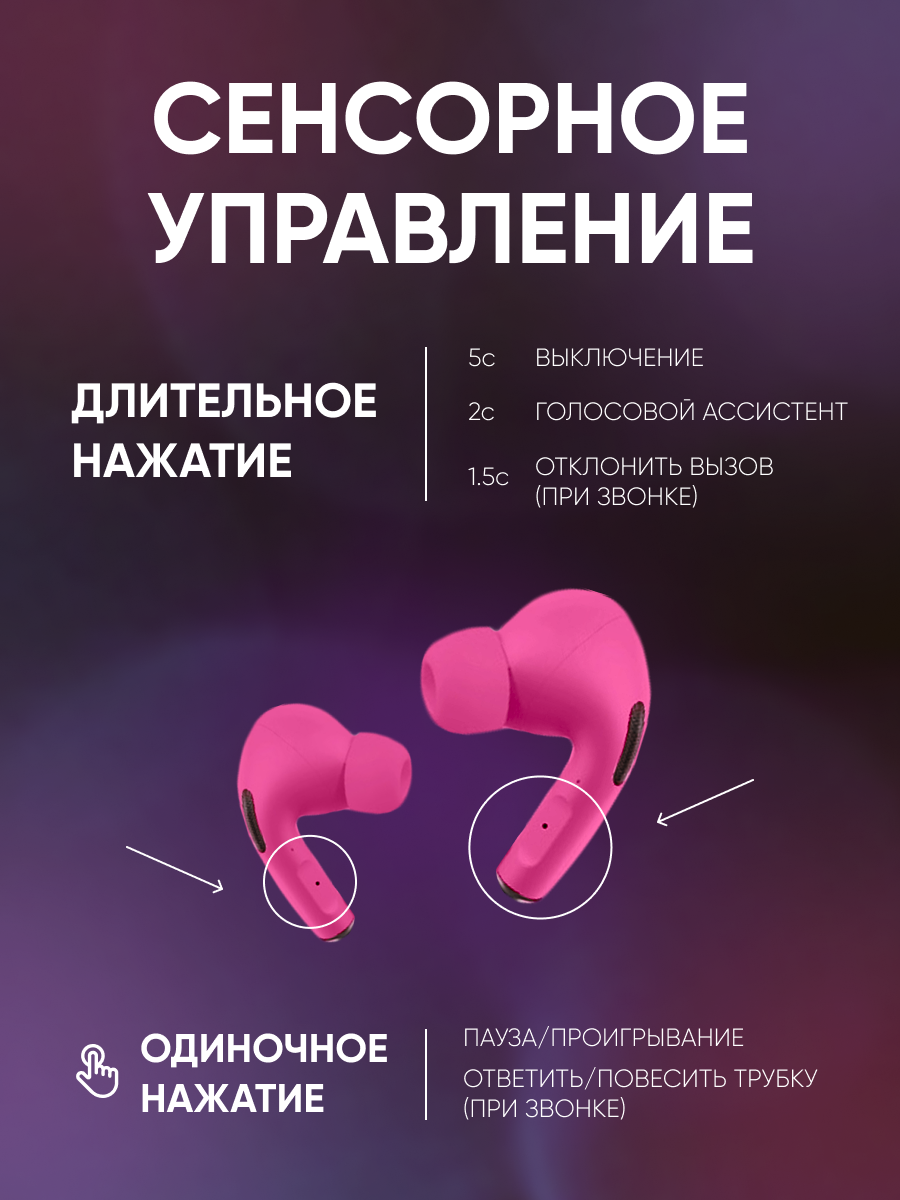 Наушники беспроводные с микрофоном, Bluetooth, USB Type-C, розовые — фото 1