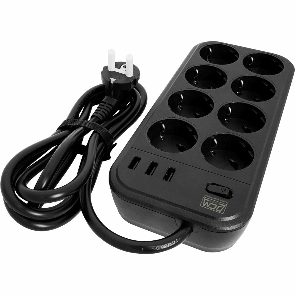 Сетевой фильтр POWERCOME SP-08 USB03AB 1.8 м Черный, официальная гарантия — фото 1