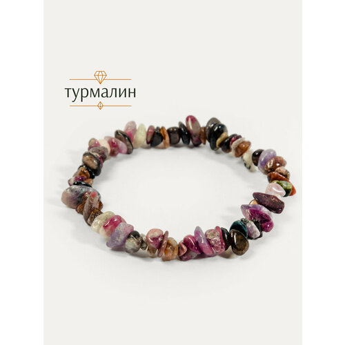 фото Эластичный браслет bl jewelry, турмалин, 1 шт., размер 17 см, диаметр 5.4 см, лиловый, розовый, черный