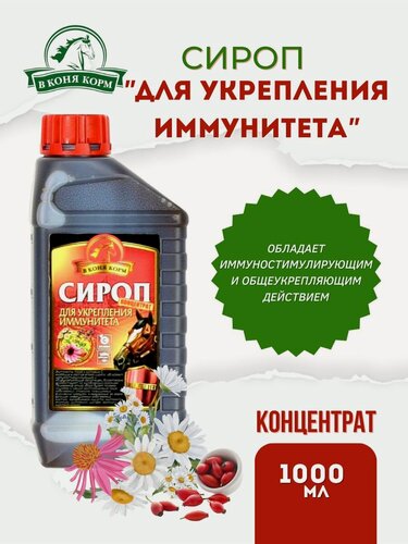 Изображение товара В Коня Корм / Сироп для укрепления иммунитета лошади , 1000мл.